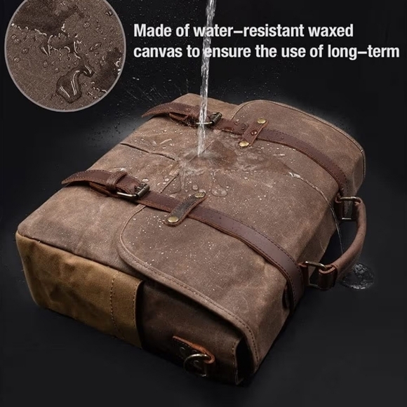 Nomad Trail Waxed Canvas Leather Messenger Bag - Picture 11 of 11